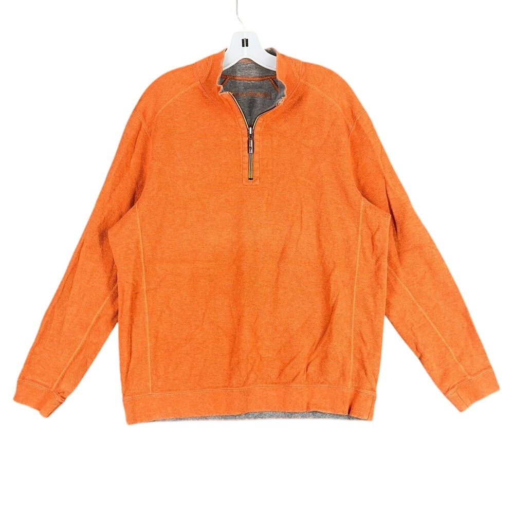 Tommy Bahama Reversible 1/4 Zip‎ Sweatshirt Mens L Coastal Pullover Casual Knit